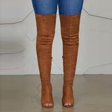Breakj New Lady Over Knee Boots Side Zipper Fish Mouth High Fine And Large Size Over Knee Elastic