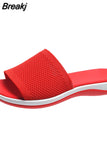 Size Outdoor Slippers Women's 2023 New Summer Rhinestone Mesh Flat Sandals Slippers Soft Bottom Closed Toe Casual
