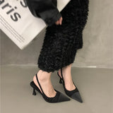 New Summer Pointed Small Fragrant Wind Pointed High Heels French High Heel Baotou Empty Sandals