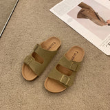 Breakj Thick-Bottomed Boken Slippers 2025 New Belt Buckle Beach Slippers Roman Muller