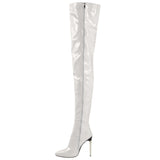 Breakj Winter New Sexy Pointed Side Zipper Patent Skin Fine High Heel Knee Boots Large Size Leather