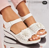 Slope Heel Sandals Women's 2023 Summer New Hollowed-Out Flowers Thick Soles Sandals Beach Women's