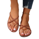 Korean Version Of Large-Size Cool Slippers Women's 2025 Network Infrared Wear Ins Tide Weaving Flat Bottoms Holiday Beach