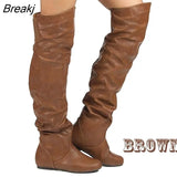 Boots Womens Square Block Heel Platform Side Zipper Autumn Winter Thigh Boots 15CM High Heels