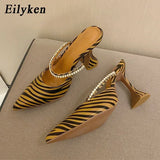 2022 New Zebra Women Pumps Fashion Crystal Slingback High heels Party Strange Style Wedding Bride Shoes Size