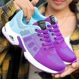 Women Lightweight Sneakers Outdoor Sports Breathable Mesh Comfort Running Shoes Air Cushion Lace Up Shoes Women