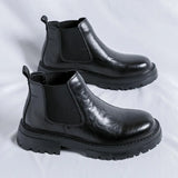 Breakj British Style Round Head Thick Bottom Martens Men's 2024 New Single Shoe Thick Heel Chelsea Boots