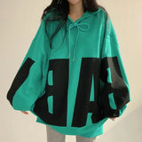 Letter Printing Hoodies Women 2023 Spring Autumn Thin Street Sports Loose Large Size Casual Hooded Pullover Womens