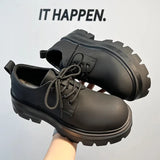 Breakj Platform Derby Shoes Male Advanced Black Leather Shoes British Commuter Business Shoes