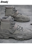 New Work Boots Men Comfort Desert Boots Retro Casual High Top Shoes for Men Round Toe Non-slip Hiking Booties Botas