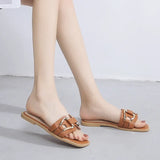 Slippers Flat Shoes Women's Home Beach Floors Luxury Slides Casual Woman Summer 2024 Sandals Girls Designer Free