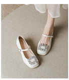 Breakj Mary Jane Women's Shoes 2025 Summer New Square Drill Sexy High Heels Outside Wearing Coarse Leather