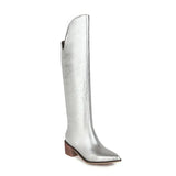 autumn and winter women's European and American fashion snake-effect leather long thick-heeled large size women's