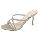 Breakj Summer New High Heel Shoes Round Head Slippers Type Water Drill Cool Drag Women Summer