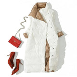 Women Double Side Long Jacket Winter Ultra Light White Duck Down Parka Breasted Plus Size 3xl Female