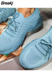 Women Sneakers Shoes 2023 Fashion Lace Up Platform Shoes Size 43 Mesh Casual Sports Shoes Woman Vulcanize Shoes Zapatillas