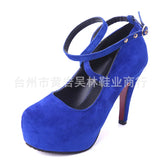 Breakj And Autumn 2024 New High-Heeled Shoes Large Fashion Velvet Waterproof Table Women's Shoes Tied With Thick Soles Single Shoe