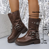 Breakj Thick-Bottomed And Short-Cryslaughter Rider Boots Women 2025 New British Style Belt Buckle Western Cowboy Short