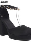 High Heeled Women Pumps 2023 Vintage Buckle Mary Jane Shoes Great Quality In Spring Summer All-match Temperament
