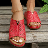 Breakj Summer New Large-Size Hollow Slope And Cool Slippers Women's Fish Mouth Thick-Soled Ladies