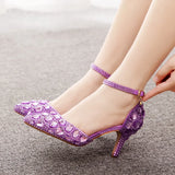 Breakj Cm Large-Size Sandals Fine Heel Head Water Drill High Heel Sandals Gold Water Drill High Heels Wedding
