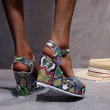 New Ladies Platform Gladiator Sandals Hot Colorful Wedges Summer Women Party Wholesale Shoes Woman Snake Heel