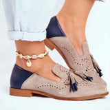 Brogue Flats Autumn New Woman Fashion Tassel Round Toe Shoes Fringe PU Leather Loafers Ladies Footwear Plus Size