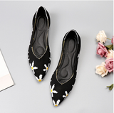 Polyester Shoes Women Spring Flats Pointy Toe Ballerinas Ladies Stretch Knitted Loafers Femme Daily Dress
