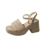 Breakj / Summer 2024 New Platform Sandals Thick Heel Square Head Female Summer Wear High Heel Broadband