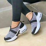 Women's Casual Shoes Solid Color Knitted Mesh Air Cushion Sneakers Comfortable and Lightweight Outdoor Non-slip Running