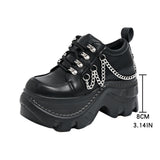Breakj Babes Rock Dark Punk Round Head Height Tie With Thick-Soled Pine Pastry Shoes Sub-Cultural Small Leather