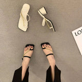 2023 Outside Women's Slippers and Ladies Sandals Flip Flops Shoes Rubber Slides Open Toe with Heel Black Normal W Y I F