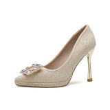 High Heels 2023 Autumn / Winter New Fine Heel Pointed Sexy Female Shoes Korean Version Versatile High Heel Wedding