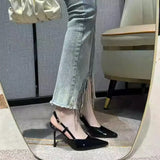 Breakj Sandals Women 2025 Spring New Pointed Fairy Style Naked Color After The Empty Buckle With Fine High