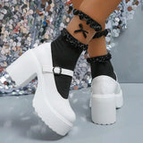 Y2K Chunky Platform Pumps Women 2023 Punk Style Thick Heels Mary Jane Shoes Woman Plus Size Buckle Strap Gothic