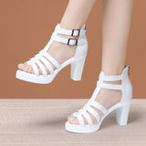 Summer New Medium Heeled Sandals For Women 2023 Summer New Soft Soles Hollowed-Out Large Size Roman