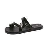 Breakj Design Flat-Bottomed Silver Toe Slippers Women 2025 Summer New Breathable Cool Drag Simple Leisure Outside Wearing Cold