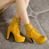 Large Size 50 Office Lady Lace Up Buckle Zipper High Heel Platform Elegant Trendy Comfy Leisure Winter women's