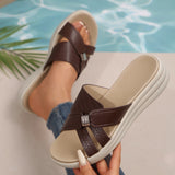 Breakj New Thick Bottom Slippers Cross-Band Exposed Toe Middle-Of-Year-Old Cool Slippers Wearing Stylish Comfortable Soft Bottom Mom