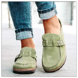 Breakj Summer New Sandals Coated Outside Wearing Belt Buckle Half-Tug Women's Large-Size Casual Slippers Women's