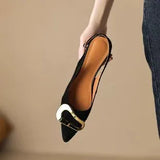 French Buckle Baotou Sandals Fairy Shoes New Spring And Summer Evening Socialite Flat Heel Trip Belt Single