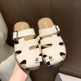 Breakj Half Slippers Women 2025 New Anti-Slip Hole Shoes Couple Cork Slippers Students Lazy Shoes Large-Size Cool