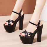 Heel Sandals Thick-Soled Catwalk Shoes Super High Heel Waterproof Platform 15Cm Nightclub Women's Shoes Large Size Hate Banquet