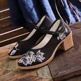 Breakj New Embroidered Cloth Shoes With High Heel Embroidered Shoes With Horse Face