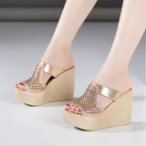 High Heel Slippers For Women In Summer 2023 Fashion Wear Muffin Thick Soles Waterproof Table Large Fish Mouth Women's