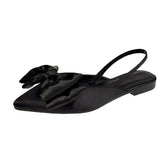 Breakj Women's Shoes 2023 Summer New European Silk Bow Tip Simple Two-Wear Side Heel New Trend