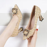 Breakj Red Spring And Autumn Lattice Gelag Fashion Shoes British Style Temperament Banquet Shoes 2025 New Large Women's Shoes High