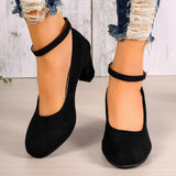 Breakj Single-Shoe Women 2025 Spring New High-Heeled Korean Version Of The Round Head Velvet Buckle Coarse Fashion And Shallow Women's