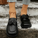 Breakj Shoes New Two Wearing English Wind Bow Low Single Shoes One Foot Pedal Large Size Leather