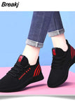 Style Casual Women's Sports Vulcanize Shoes Mesh Breathable Flying Woven Soft Sole Walking Platform Sneakers Women Tennis